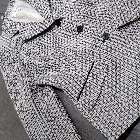 Le Suit Petite Ladies Grey/Black/ Ivory Waist Suit Jacket SZ 12p - Picture 4 of 11